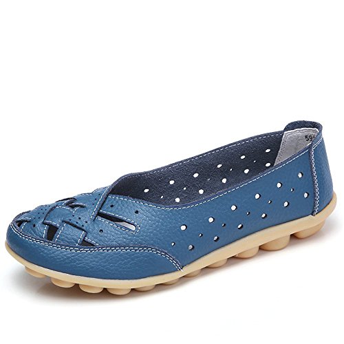 Mocasines para Mujer Ligero Loafers Casual Zapatillas Verano Zapatos del Barco Zapatos para Mujer Zapatos de Conducción Azul 38.5EU=40CN