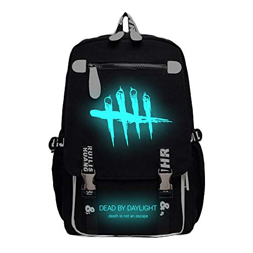 Mochila De Viaje Al Aire Libre, Bolsa De Estudiante con Impresión De Juego Dead by Daylight, Mochila De Lona para Computadora Portátil Universitaria (Gran Espacio, Negro, Luminoso)