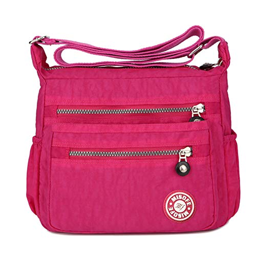 Moonbuy - Bolso cruzados de Nailon para mujer rosa rosa (b) small