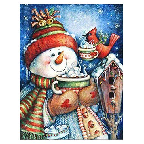 MWOOT 5D DIY Monigote de Nieve Diamond Painting Kits,Christmas 5D Diamante Pintura,Rhinestone Bordado De Punto De Cruz Artes Manualidades Decoración Pegatinas De Pared (30x40cm),Estilo C