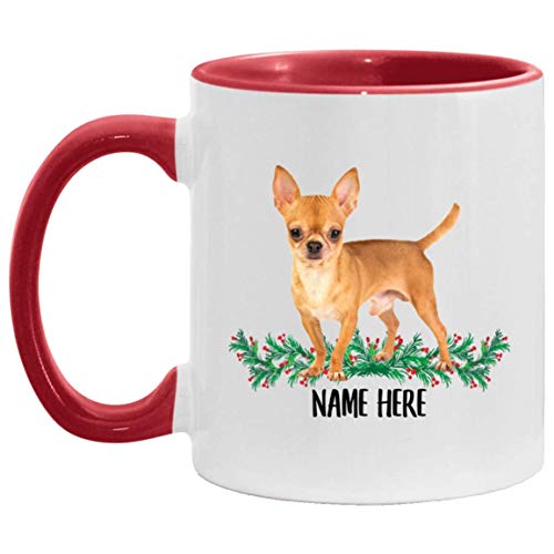 N\A Funny Chihuahua Golden Personalized Name Gift for Mom Taza Decorativa roja 11 oz