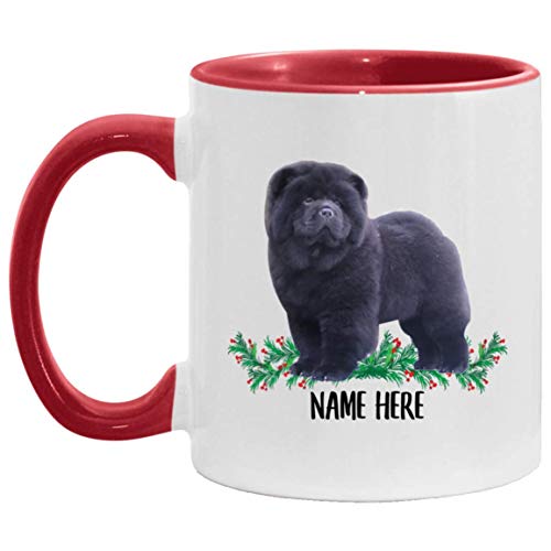 N\A Funny Chow Chow Blue Personalized Name Gift for Mom Taza Decorativa roja 11 oz