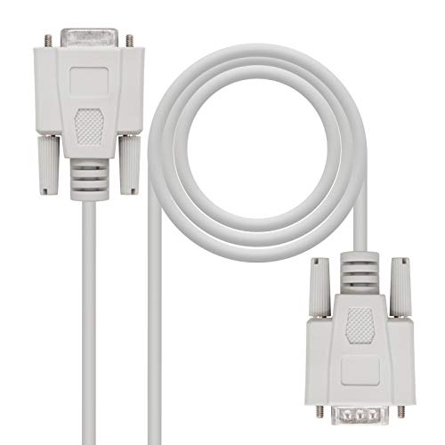 NANOCABLE 10.14.0203 - Cable Serie RS232 de Impresora y comunicaciones, DB9/M-DB9/H, Macho-Hembra, Beige, 3mts