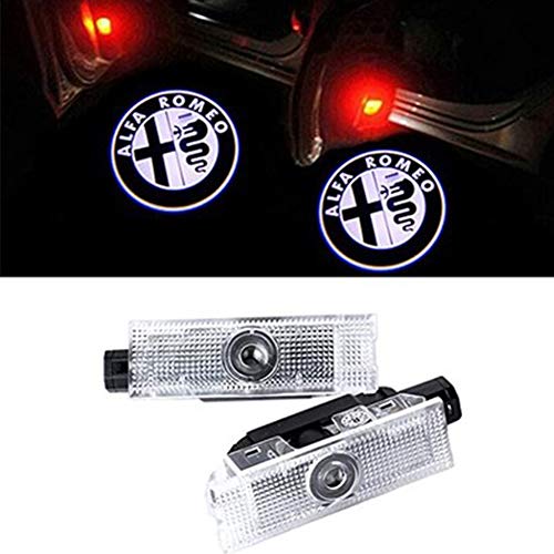 Nanyu Proyector de automóviles de 2 Piezas, LED Proyector Puerta Sombra Luz de Bienvenida, Set de Logotipo con láser Ghost Shadow, Luz de la Puerta del Logotipo HD, para la luz de la Etiqueta Alfa