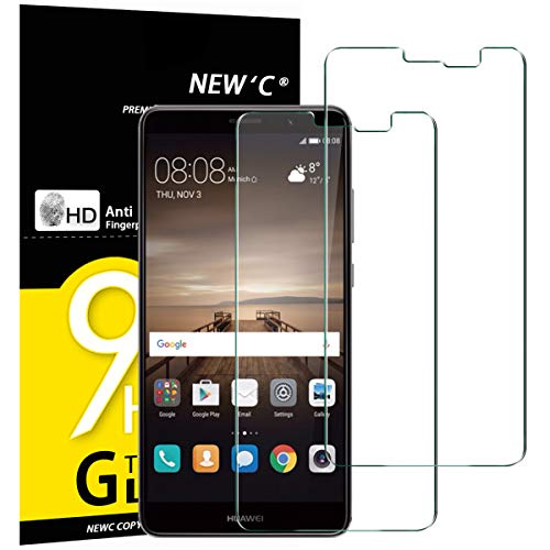 NEW'C 2 Unidades, Protector de Pantalla para Huawei Mate 9, Antiarañazos, Antihuellas, Sin Burbujas, Dureza 9H, 0.33 mm Ultra Transparente, Vidrio Templado Ultra Resistente