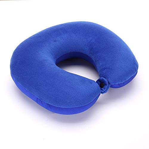 NMDD Almohada de Viaje en Forma de U Almohada de nanopartículas para el Cuello Almohada de Viaje para Vuelo de avión Almohada de partículas de Espuma de Coche para Viajar (Color: Azul)