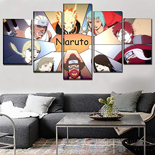 NOBRAND Impresiones Pintura Cuadro Arte de la Pared 5 Panel Naruto Shippuden Ultimate Ninja Storm Jinchuriki Decoración para el hogar Lienzo Moderno modular-20x35 20x45 20x55cm Sin Marco