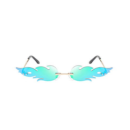 NUOBESTY Gafas con Forma de Fuego Gafas de Sol con Forma de Llama Anteojos Gafas de Metal Favores de Fiesta Accesorios de Foto Cosplay Disfraz Verde