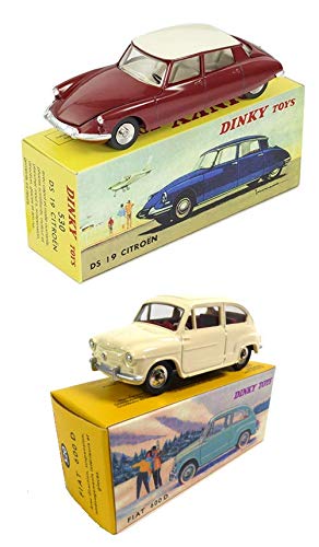 OPO 10 - Lote de 2 Coches Norev para DeAgostini Dinky Toys: Compatible con FIAT 600D + Citroen DS19 (520 + 530)