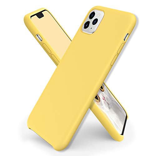 ORNARTO Funda Silicone Case para iPhone 11 Pro MAX, Carcasa de Silicona Líquida Suave Antichoque Bumper para iPhone 11 Pro MAX (2019) 6,5 Pulgadas-Amarillo Limón