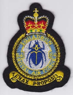 PATCHMANIA RAF Patch b 64 Squadron Crest Patch Reserve Sqn For 228 OCU F 4 105mm 82mm Parches Bordados THERMOADHESIVE Patch