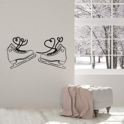 Patines de hielo figura corazón pegatina de pared decoración dormitorio Romance deportes pared calcomanía para sala de estar sala de ejercicios decoración A8 31x57cm