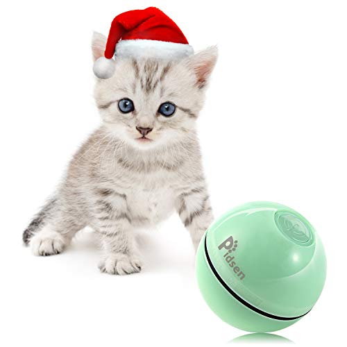 Pidsen Juguetes Gatos Pelotas, Bola de Gato, Juguete Interactivo Gatito Carga USB Bola Giratoria Automática, Bola Eléctrica de 360 Grados con luz LED para Animal Doméstico Gatos