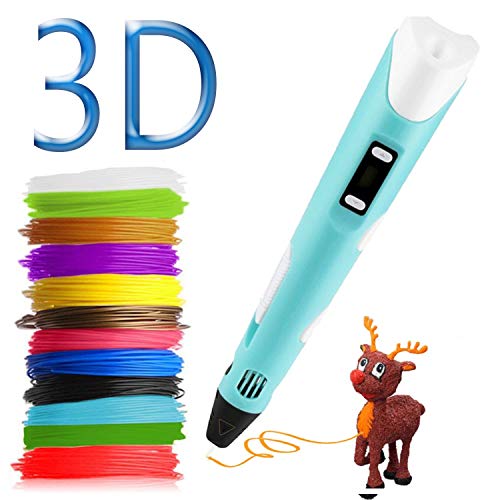 Pluma de impresión 3D Pluma 3D Bolígrafo 3D Pluma de Impresión con 12 colores de filamento, compatible con PLA y ABS, Pantalla LCD, Temperatura/Velocidad ajustable 3D Pen Juguetes/Regalos para Niños