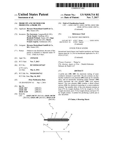 Probe pin and method for producing a probe pin: United States Patent 9810714 (English Edition)