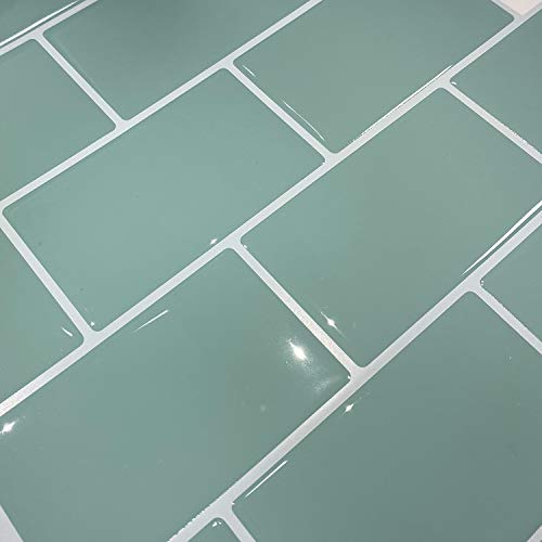 profesticker Vinilo Azulejo Adhesivo Cenefa Adhesiva 3D Auto-Adhesivo Pegatina Pared Baldosa Revestimiento Border Decorativo Impermeable Cocina Baño (Menta Verde, 4)