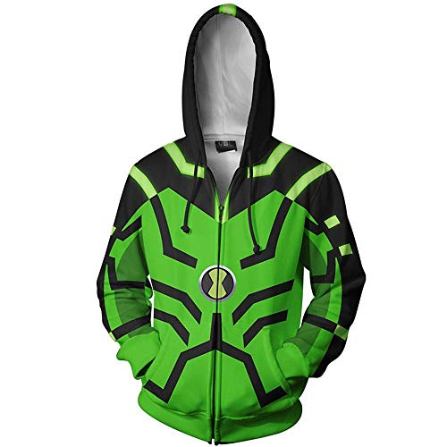 Pullover 3D Sudaderas Capucha Ropalos Deportes Suéter Estampado HD Anime Costume De Cremallera Unisex Camiseta De Béisbol Tops Ben10 Alien Force XXXL