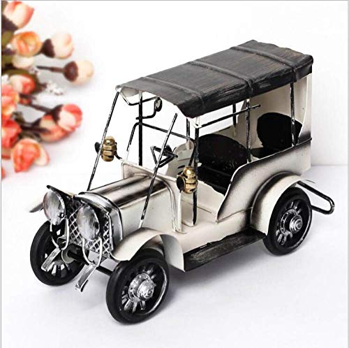 QTSUANNAI Estatua Figurilla Escultura Estatuilla,Moderno Estilo Europeo Hierro Creativos Nostalgia Blanco Antiguo Coche Modelo Desktop Decoración Coche Niños Juguetes Escultura Arte Estatuilla Decor