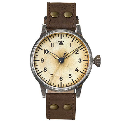 Reloj de aviador original Florenz Erbstück de Laco – Fabricado en Alemania – 42 mm de diámetro – Diseño A – Calidad única – Excelente acabado – Resistente al agua – desde 1925
