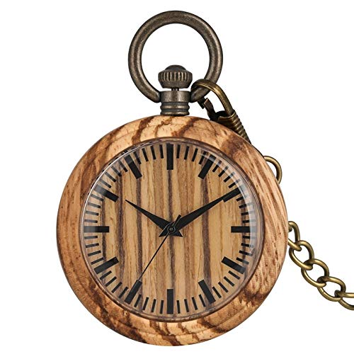 Reloj De Bolsillo De Cadena Vintage,Reloj Analógico De Cuarzo Madera Numerales Romanos Reloj De Bolsillo Reloj De Madera Estándar Portátil Chain Watch Collection Regalos Regalos Para Mujeres Y Ho