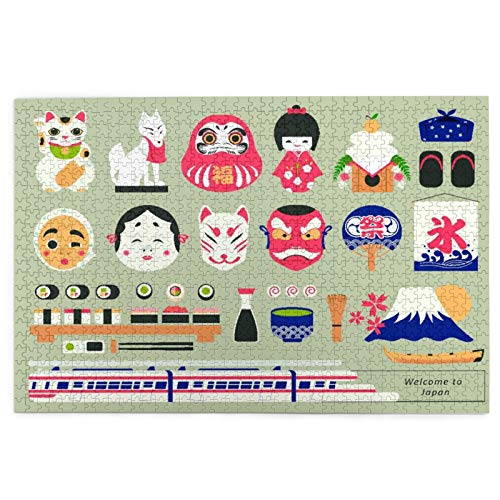 Rompecabezas de 1000 Piezas,Rompecabezas de imágenes,Helado cultural retro japonés en japonés en la bandera del Juguetes puzzle for Adultos niños Interesante Juego Juguete Decoración Para El Hogar