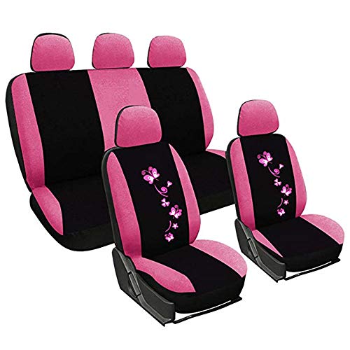 Rosepoem Juego de 9 fundas universales para asiento de coche, para decoración interior de coche, color rosa