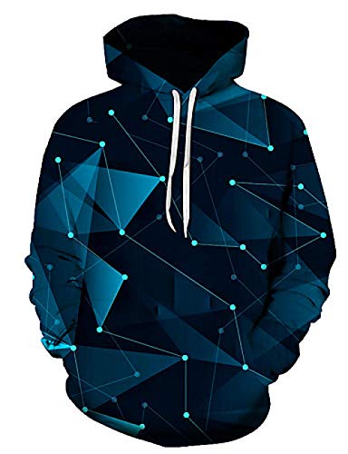 SARUI Sudadera con Capucha básica para Hombre Talla Grande - Sudadera con Capucha con Estampado geométrico estereoscópico Azul con gráficos 3D Sudadera con Capucha para Hombre-Azul_S