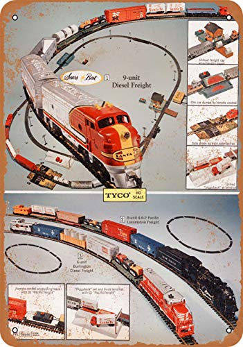 Scott397House Metal Tin Sign, 1971 Tyco Electric Toy Trains Vintage Wall Plaque Man Cave Poster Decorative Sign Home Decor for Indoor Outdoor Birthday Gift 8x12 Inch