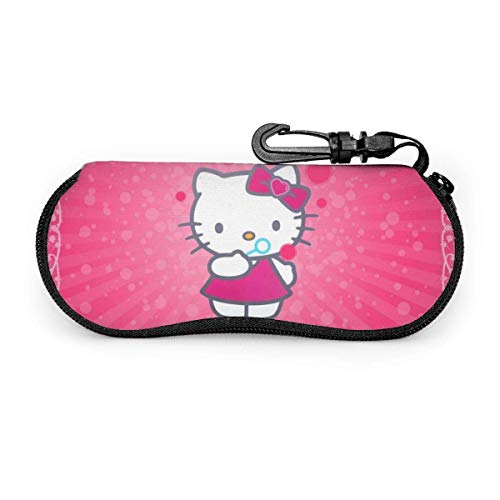 SDFGJ Cartoon Anime Cute Hello Cat Pint Estuche para anteojos, estuche para gafas de sol con cremallera de viaje portátil, estuche para gafas, conjunto de protectores