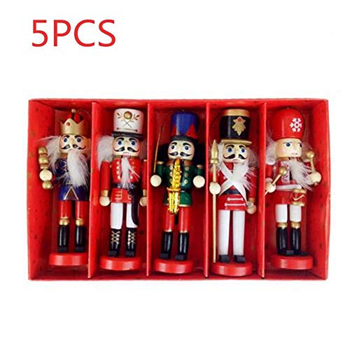 Shaying Juego de Adornos de Cascanueces de Madera de 12 cm, Figuras de Soldados Retro de Navidad, Adornos Colgantes de Marionetas para decoración de árboles de Navidad