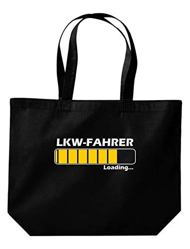 Shirtinstyle Grande Bolsa de Compras Loading Camión Piloto, Mejor Profesión - Negro, 35 cm x 39 cm x 13 cm