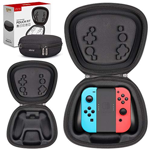 Sisma Funda rigida para Mandos Joy Con y Soporte Joycon de Switch - Estuche de transporte para guardar y proteger Grip Joy-Con y Joycons oficial de Nintendo, Color Negro