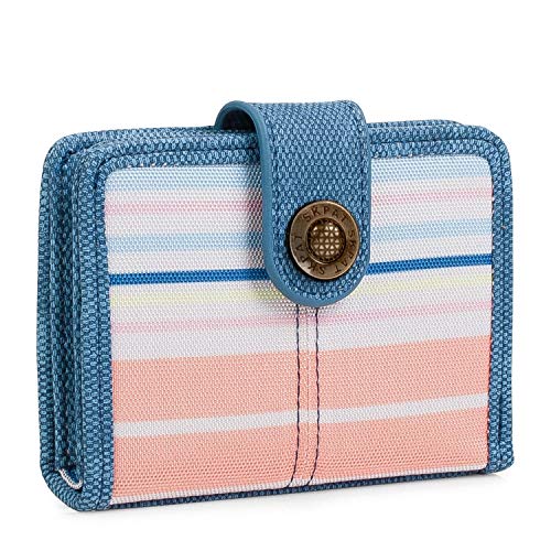 SKPAT - Tarjetero de Mujer. Cartera Billetero Monedero. Tarjetas Documentación Billetes Monedas. Lona Estampada a Rayas. Pequeño Cómodo. 302503, Color Azul