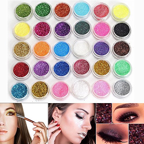 Sombra ojos purpurina Neverland 30 Colores Pequeño y Redondo en Lata Sombra de Ojos en Polvo Maquillaje Sombra de Ojos Brillo brillantes