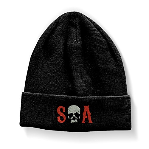 Sons of Anarchy Mercancía con Licencia Oficial S-O-A Bordado Beanie (Negro)