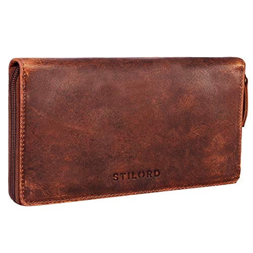 STILORD 'Emilia' Billetera de Cuero con protección RFID y NFC - Cartera Piel Viene en una Elegante Caja de Regalo, Color:Kara - Cognac