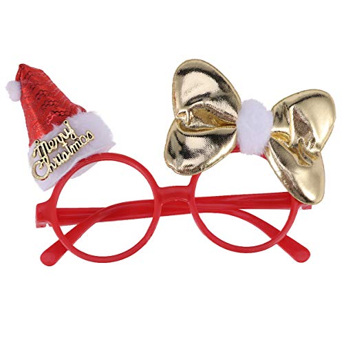 STOBOK Gafas de Navidad de peluche bowknot santa eye divertidas gafas de estrés up gafas foto accesorios para fiesta de Navidad cosplay (rojo)