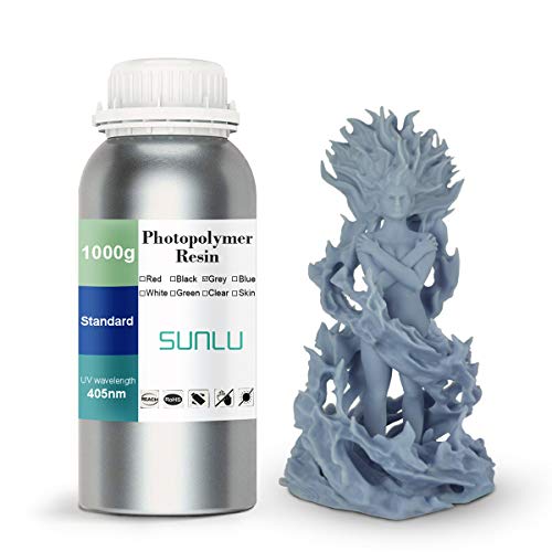 SUNLU 3D Printer Rapid Resin LCD UV-Curing Resin 405nm Standard Photopolymer Resin for LCD 3D Printing 500 gram, Grey