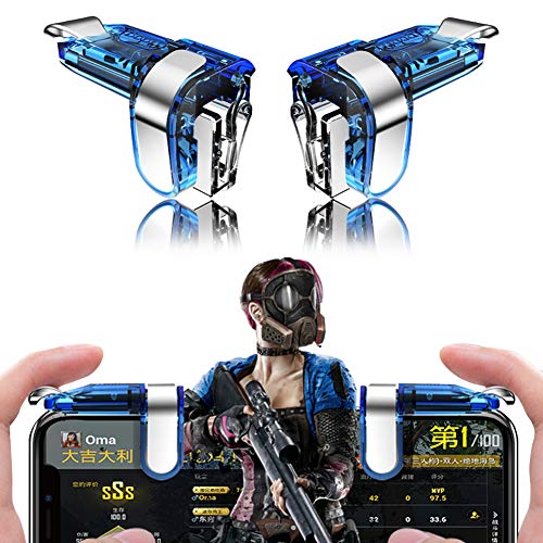 SUNSEATON Controlador de Juegos Móvil, Gaming Trigger Smartphone Shooter Controlador Sensible Joysticks Aim & Fire Trigger Keys, Joysticks para Juegos Móviles para Android/iOS (Azul)