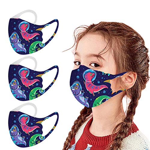 Sylar 3 Piezas NiñOs Escudo Facial Tela De Impresa Reutilizable a Prueba De Viento Ajustable Para Proteger Contra El Polvo y La Escudo Facial De Neblina (C)