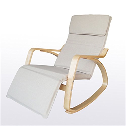 Taburete de Madera Sillón Mecedora Nordic Happy Chair, Leisure Chair sillón Mecedora/Balcony sillón Solitario de Madera Maciza única/Waterproof and dustproof - White (Color : Blanco)