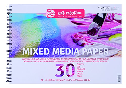 Talens Art Creation TAC Media FSC-Mix-Papel (A3, 300 g, 30 Hojas), Lona, Blanco, 29.7 x 43.5 x 2 cm