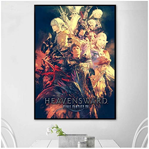 TanjunArt Final Fantasy XIV Anime Game Art Canvas Painting Poster Prints Home Wall Art Sala de Estar Decoración del hogar Regalo -60x90cm Sin Marco