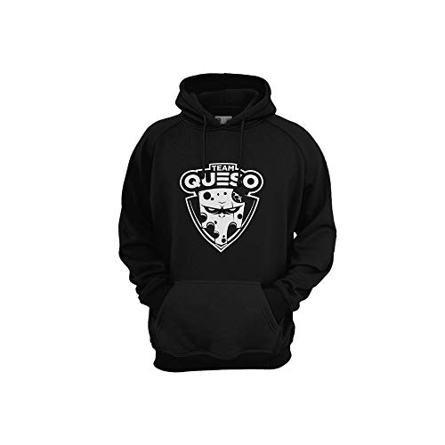 Team Queso Logo Vinilo Sudadera con Capucha, Negro (Negro Negro), XS para Hombre