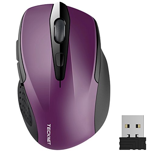 TECKNET Ratón Inalámbrico Portatil, 2.4G Mouse Inalámbrico Pro Óptico 5 Niveles 2600 dpi,6 Botones, 24 Meses Duración de Batería con Nano Receptor para Laptop,PC,Ordenador,Chromebook,Notebook