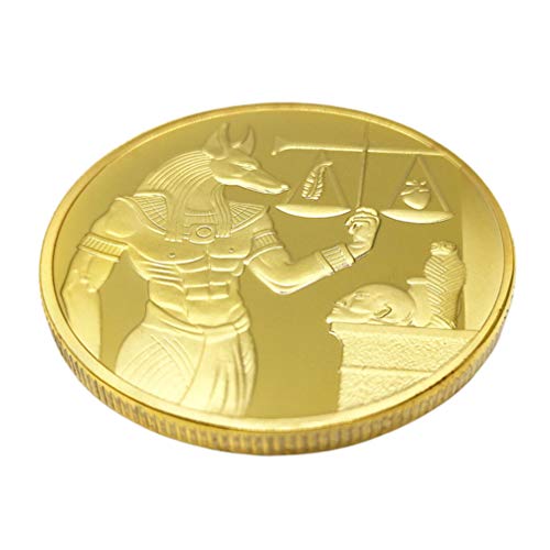 TENDYCOCO Oro Antiguo Egipto Anubis Moneda Conmemorativa Colección Antigua Artes Guardián del Alma Anubis Regalo de Recuerdo Colección de Hierro Juguete