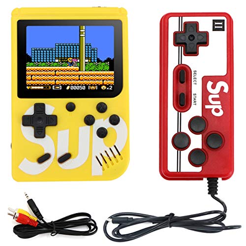 The perseids Consola de Juegos Portátil, 400 Juegos Clásico Consola Retro, Mini Retro Game Player de Pantalla de 3 Pulgadas, Recargable, TV de Soporte, Regalo para niños y Adultos (Amarillo)