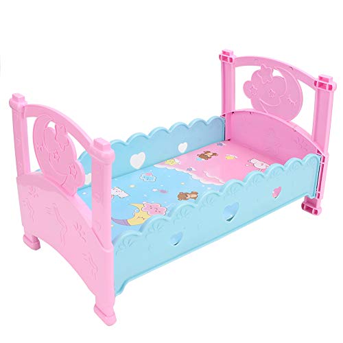 Tnfeeon Juguetes de Cama de muñeca, simulación de bebé Mini Muebles de Cama de muñeca Cuna Accesorios de casa de muñecas Juguetes de casa de Juegos para bebés