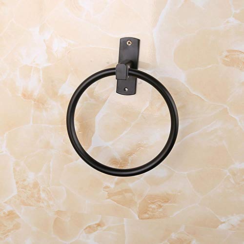 Toallero Euro estilo antiguo 16 cm de diámetro pintura negra soporte de anillo de toalla de aluminio para pared de baño