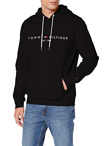 Tommy Hilfiger Tommy Logo Hoody sudadera, Schwarz (Jet Black Base), X-Large para Hombre